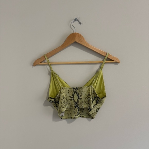 3/$20⚡️ Garage Green Mesh Snake Skin Print Tank Crop Top V-Neck Bustier Style - Picture 6 of 10